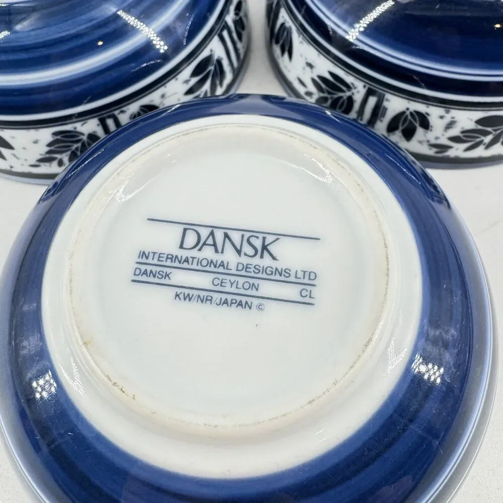 Dansk Ceylon Cereal Bowls 5 1/8” Set of 3 Blue White KW/NR Japan Vintage